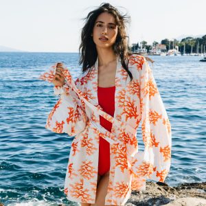 "Mai soli" kaftan corail